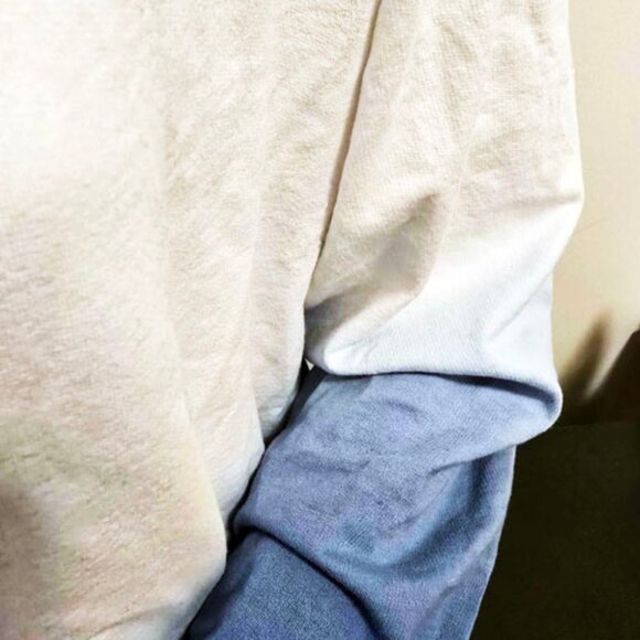 Ombre Blue White Floral Embroidered Sweatshirt Top XL NWT Rose Line Art Tattoo D - Picture 5 of 7